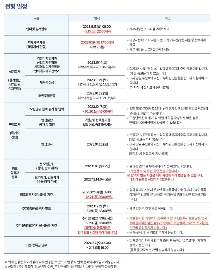 2024학년도 수시모집 향후 일정 안내 3