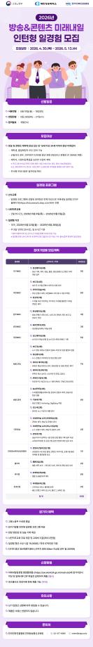 [2026년 방송&콘텐츠 미래내일 일경험 모집] 4