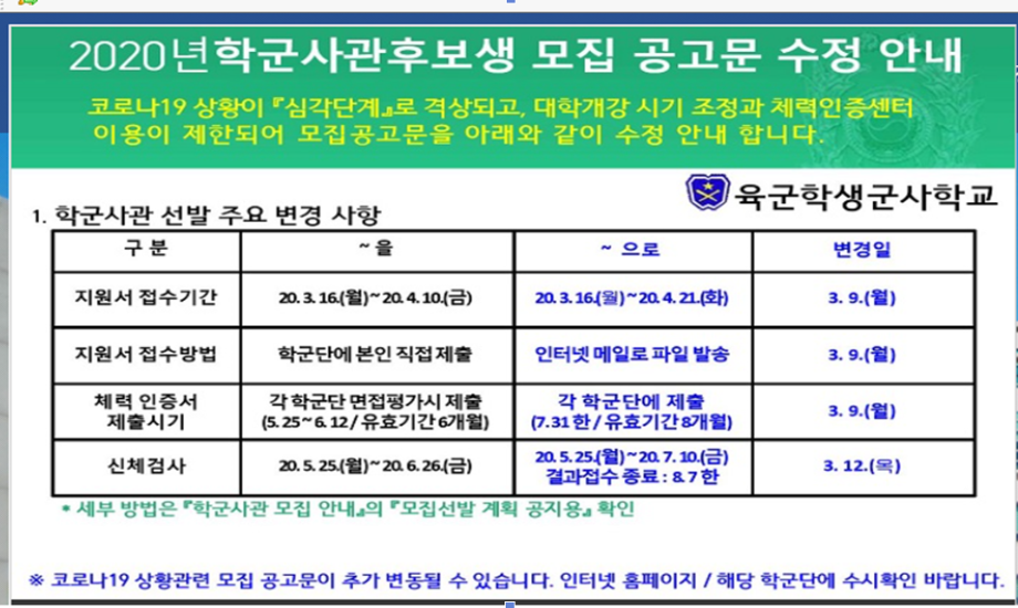 2020 학군사관후보생(ROTC) 모집합니다. 1